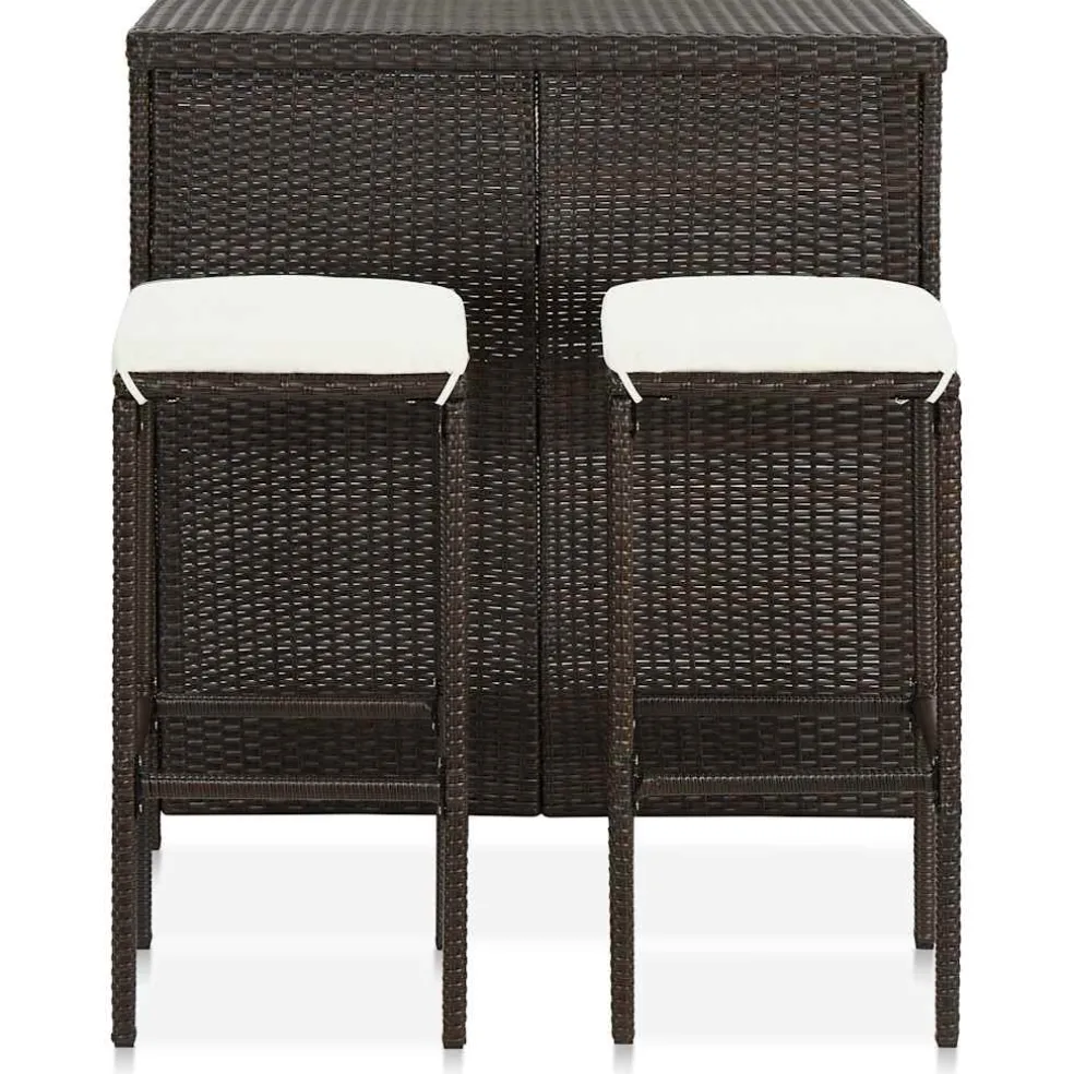 vidaXL 3-delige Barset poly rattan bruin