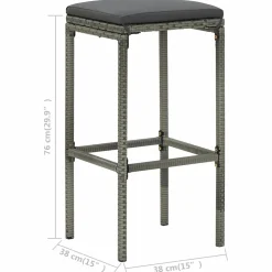 vidaXL 3-delige Barset poly rattan grijs