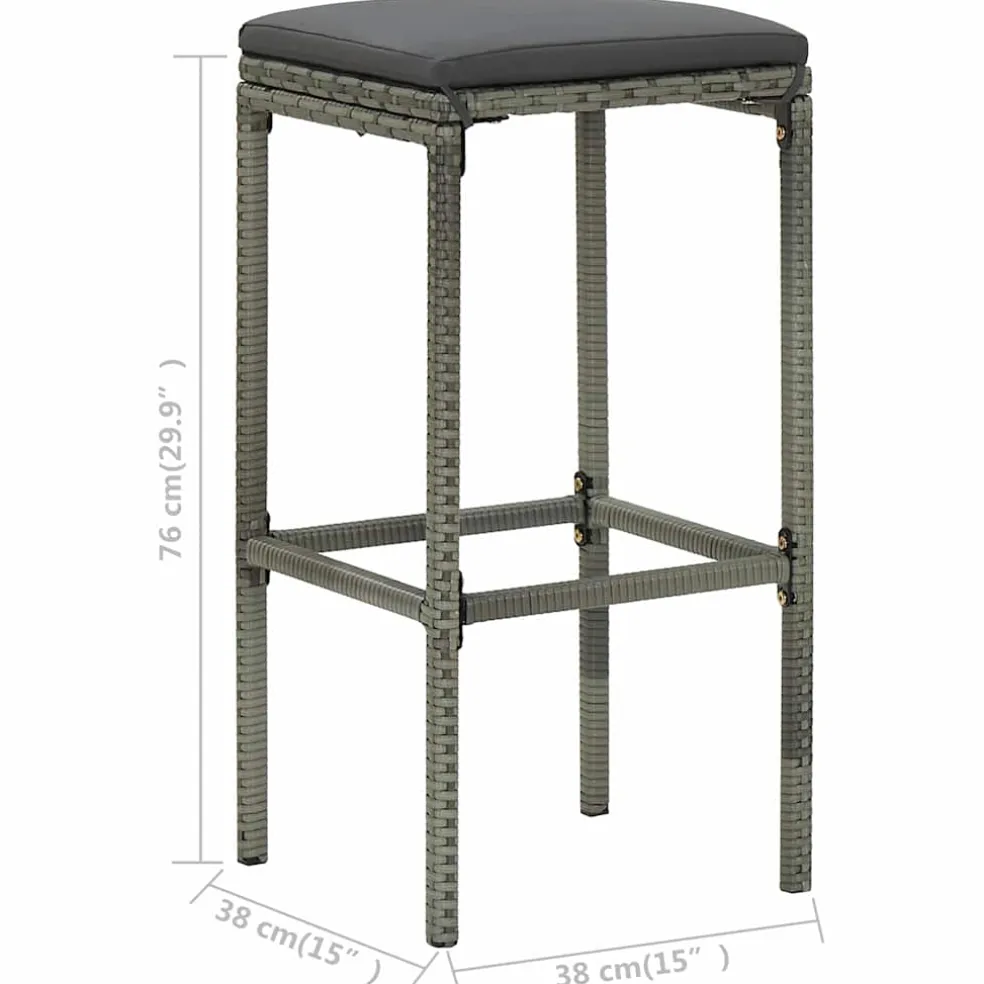 vidaXL 3-delige Barset poly rattan grijs