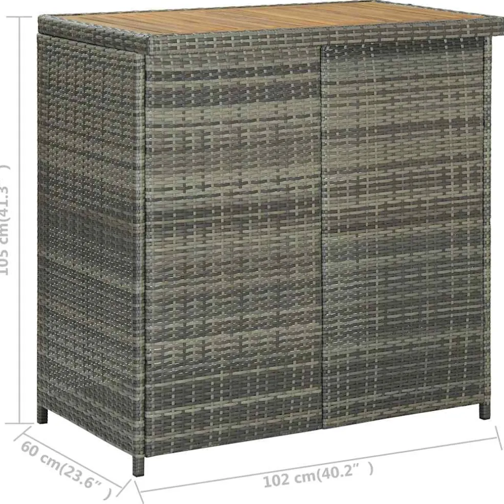 vidaXL 3-delige Barset poly rattan grijs