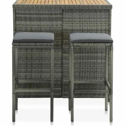 vidaXL 3-delige Barset poly rattan grijs