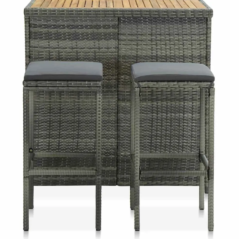 vidaXL 3-delige Barset poly rattan grijs