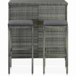 vidaXL 3-delige Barset poly rattan grijs