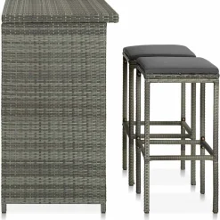 vidaXL 3-delige Barset poly rattan grijs
