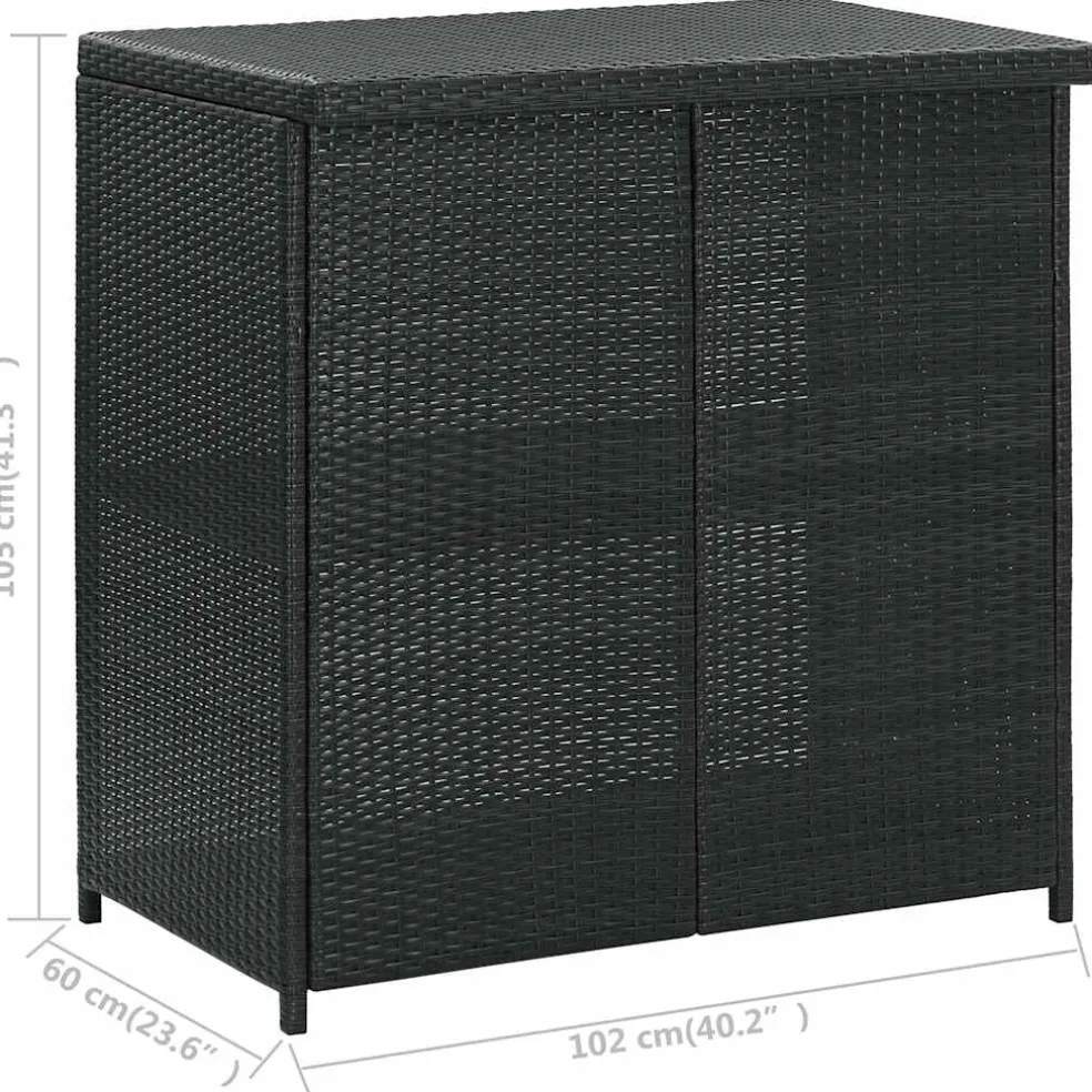 vidaXL 3-delige Barset poly rattan zwart