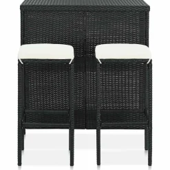 vidaXL 3-delige Barset poly rattan zwart
