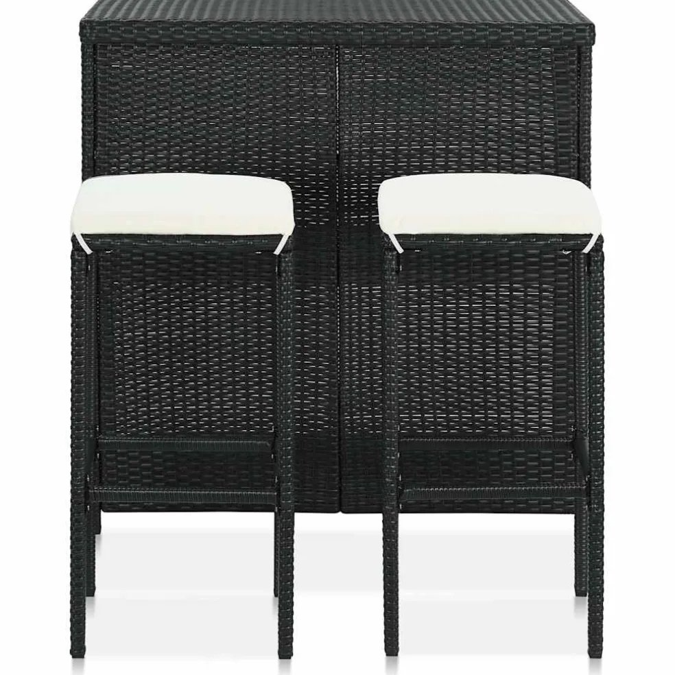 vidaXL 3-delige Barset poly rattan zwart