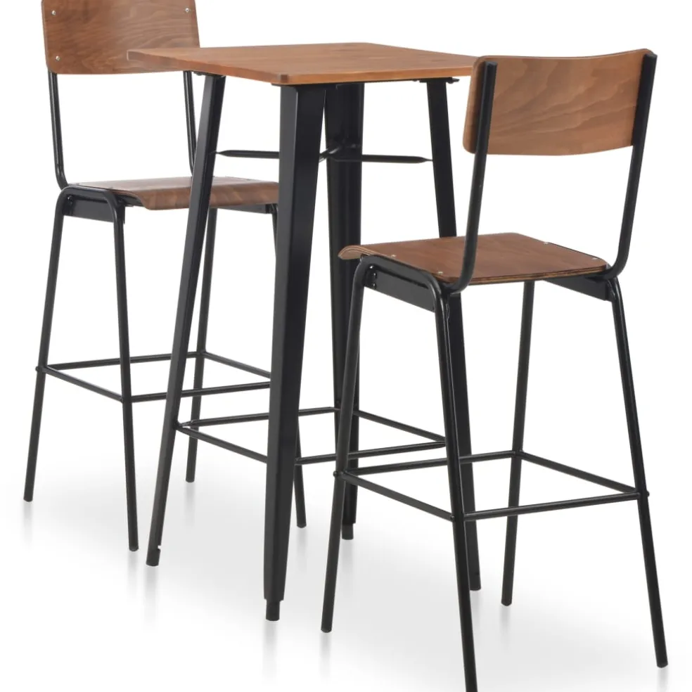 vidaXL 3-delige Barset staal bruin zwart