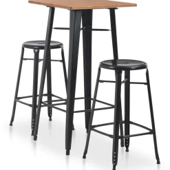 vidaXL 3-delige Barset staal zwart