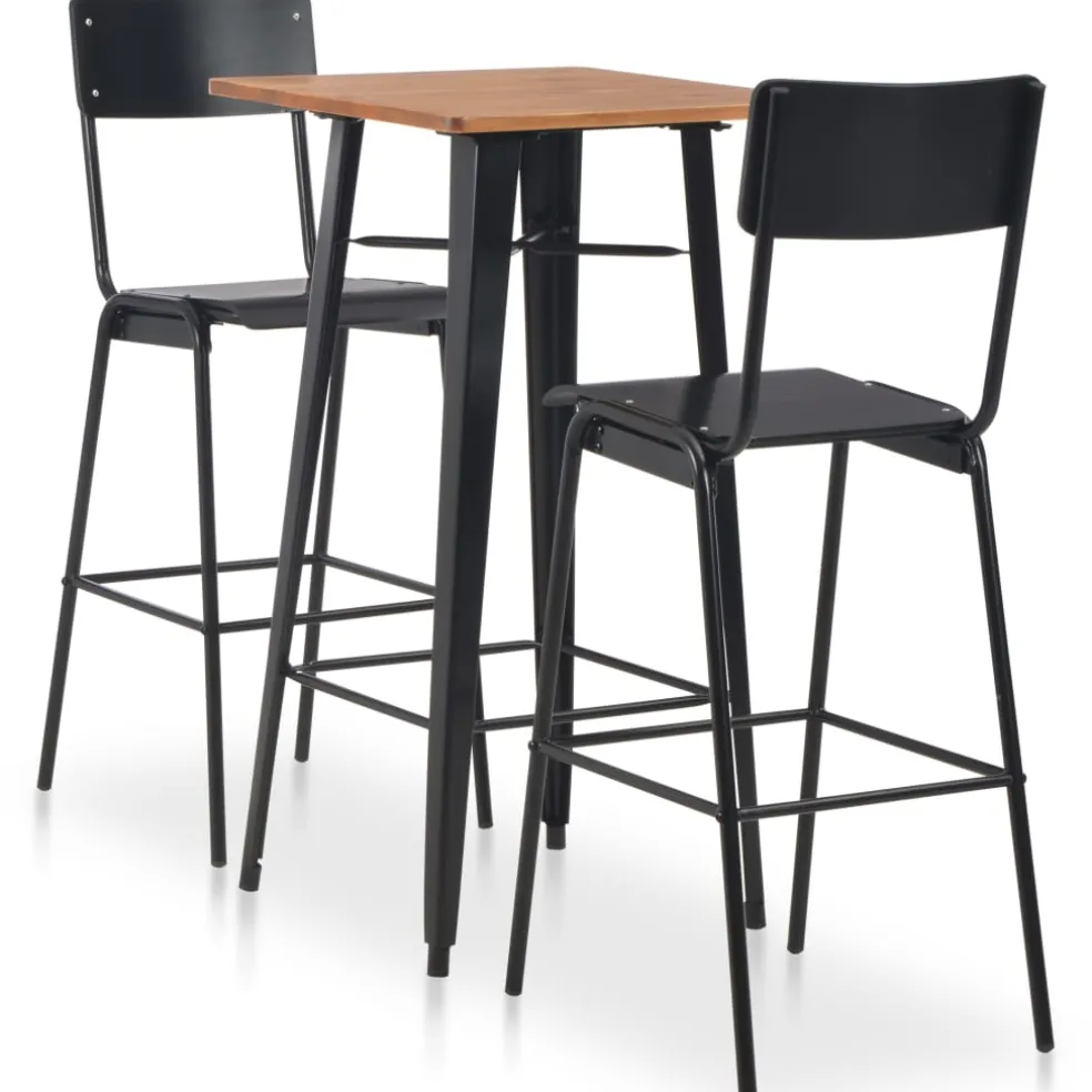 vidaXL 3-delige Barset staal zwart
