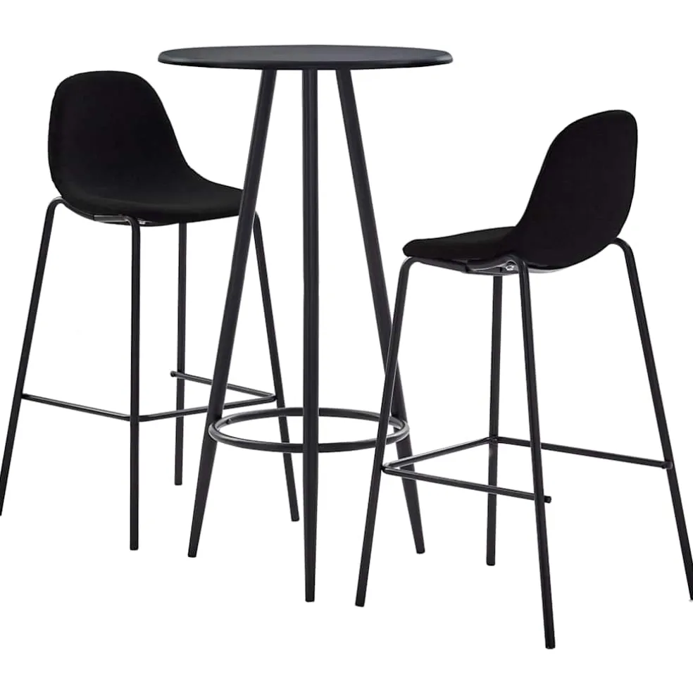 vidaXL 3-delige Barset stof zwart