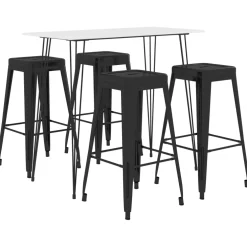 vidaXL 5-delige Barset wit en zwart