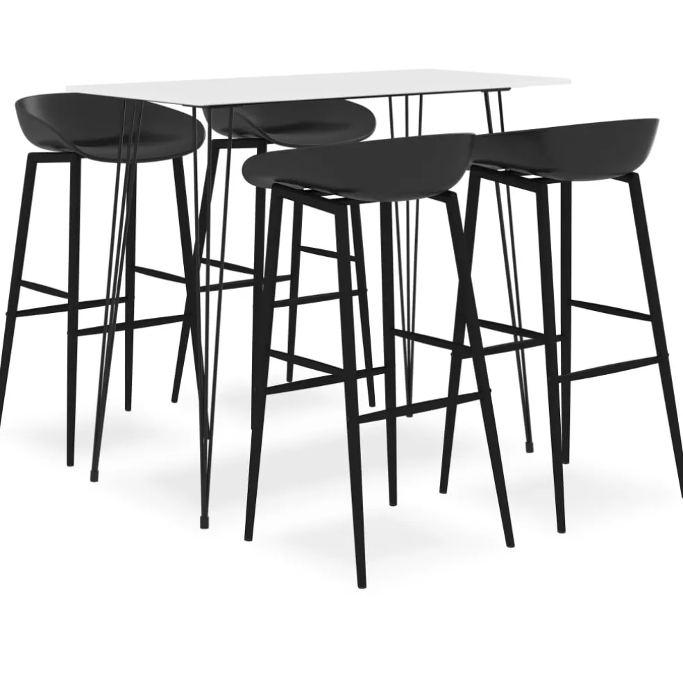 vidaXL 5-delige Barset wit en zwart