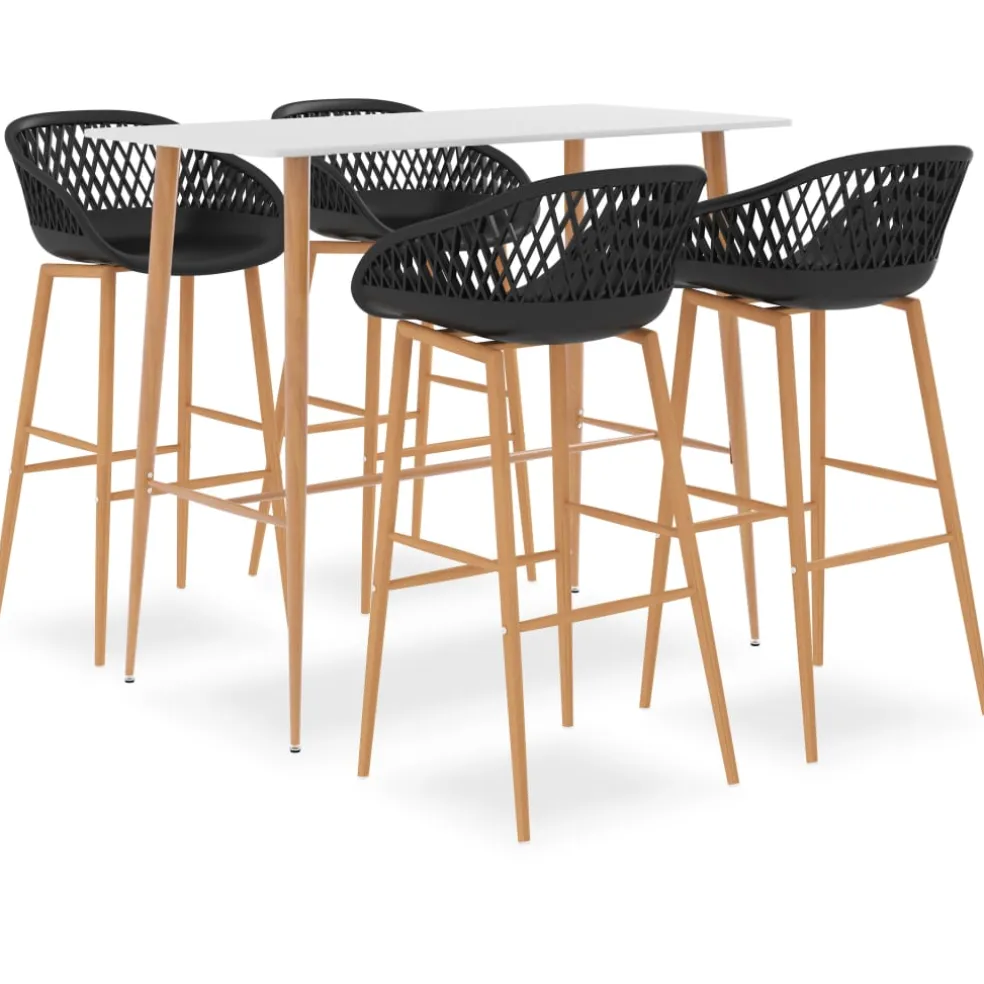vidaXL 5-delige Barset wit en zwart