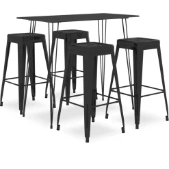vidaXL 5-delige Barset zwart