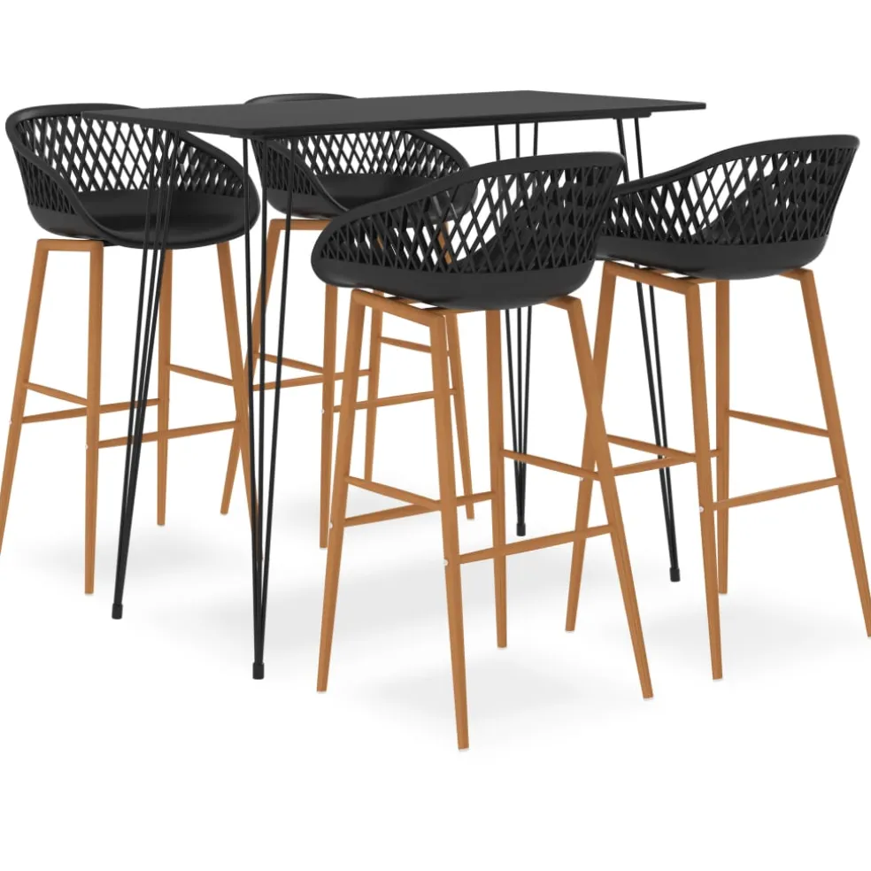 vidaXL 5-delige Barset zwart