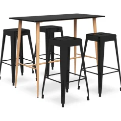 vidaXL 5-delige Barset zwart