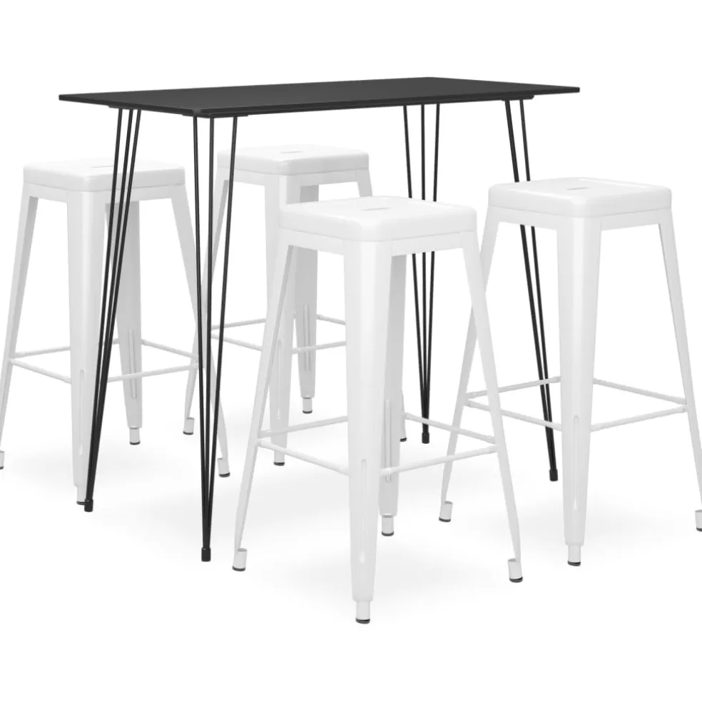 vidaXL 5-delige Barset zwart en wit