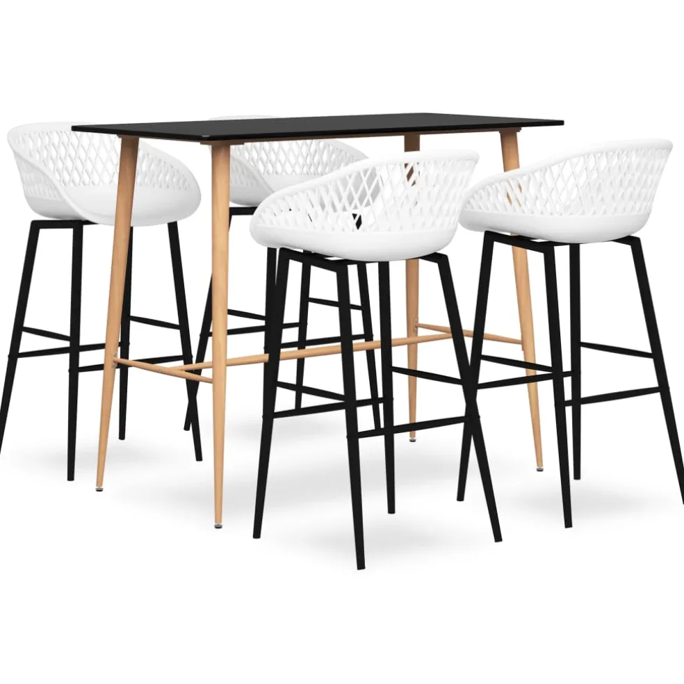 vidaXL 5-delige Barset zwart en wit