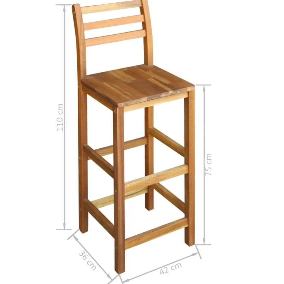vidaXL 7-delige Bartafel en -stoelenset massief acaciahout