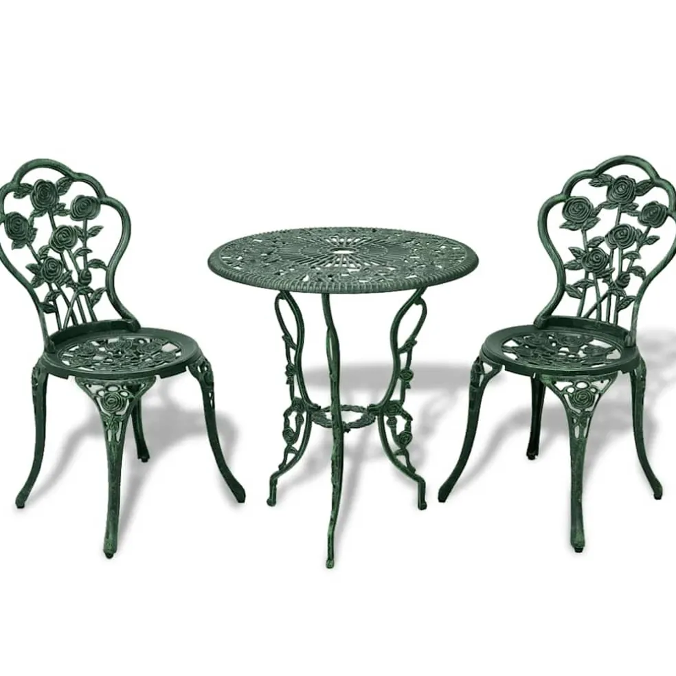 vidaXL 3-delige Bistroset gietaluminium groen