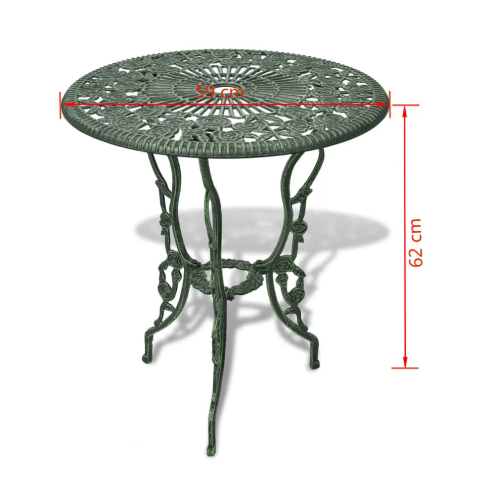 vidaXL 3-delige Bistroset gietaluminium groen
