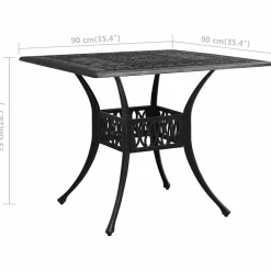 vidaXL 3-delige Bistroset gietaluminium zwart