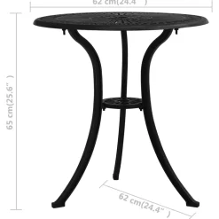 vidaXL 3-delige Bistroset gietaluminium zwart