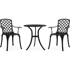 vidaXL 3-delige Bistroset gietaluminium zwart