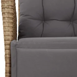 vidaXL 3-delige Bistroset met kussens poly rattan gemengd beige