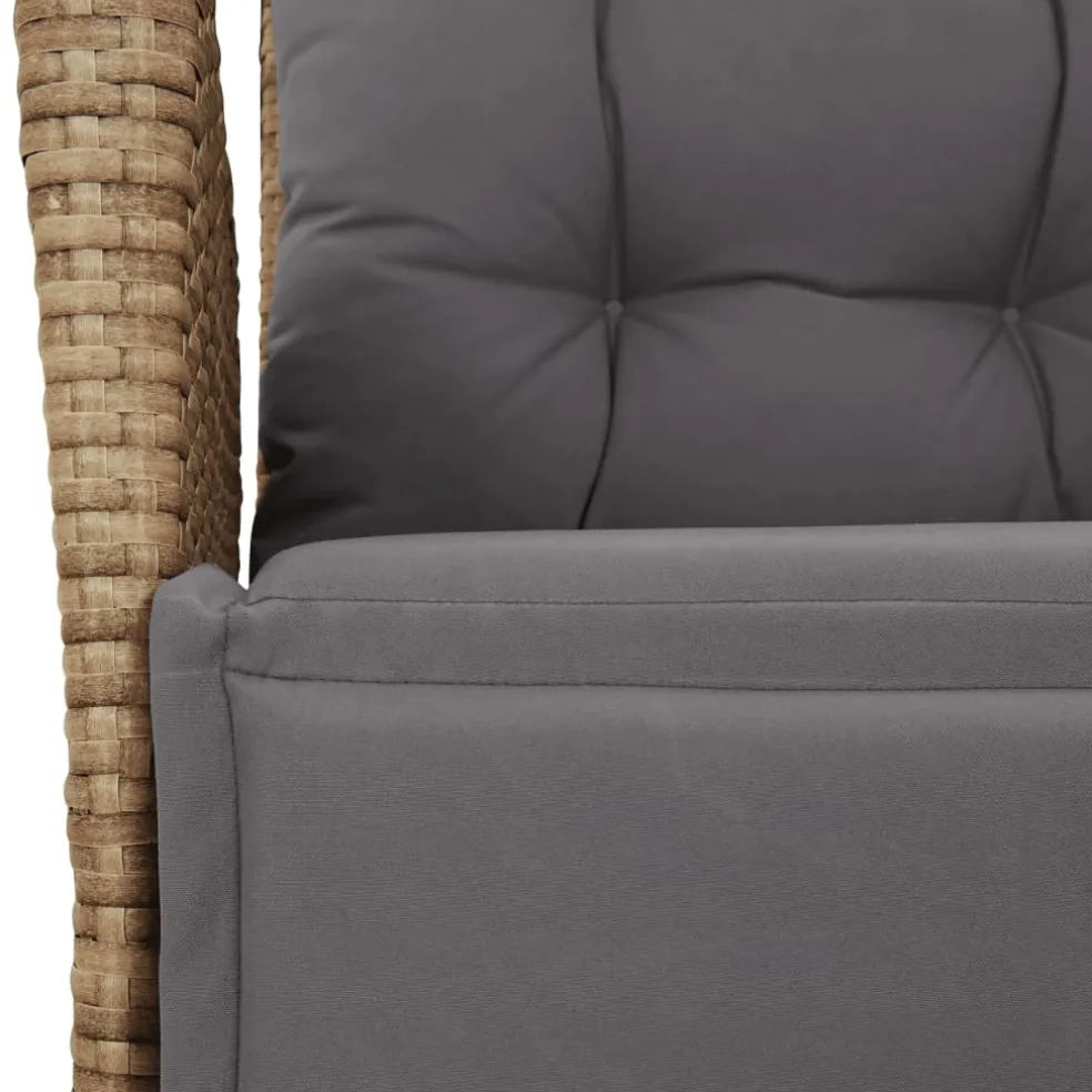 vidaXL 3-delige Bistroset met kussens poly rattan gemengd beige