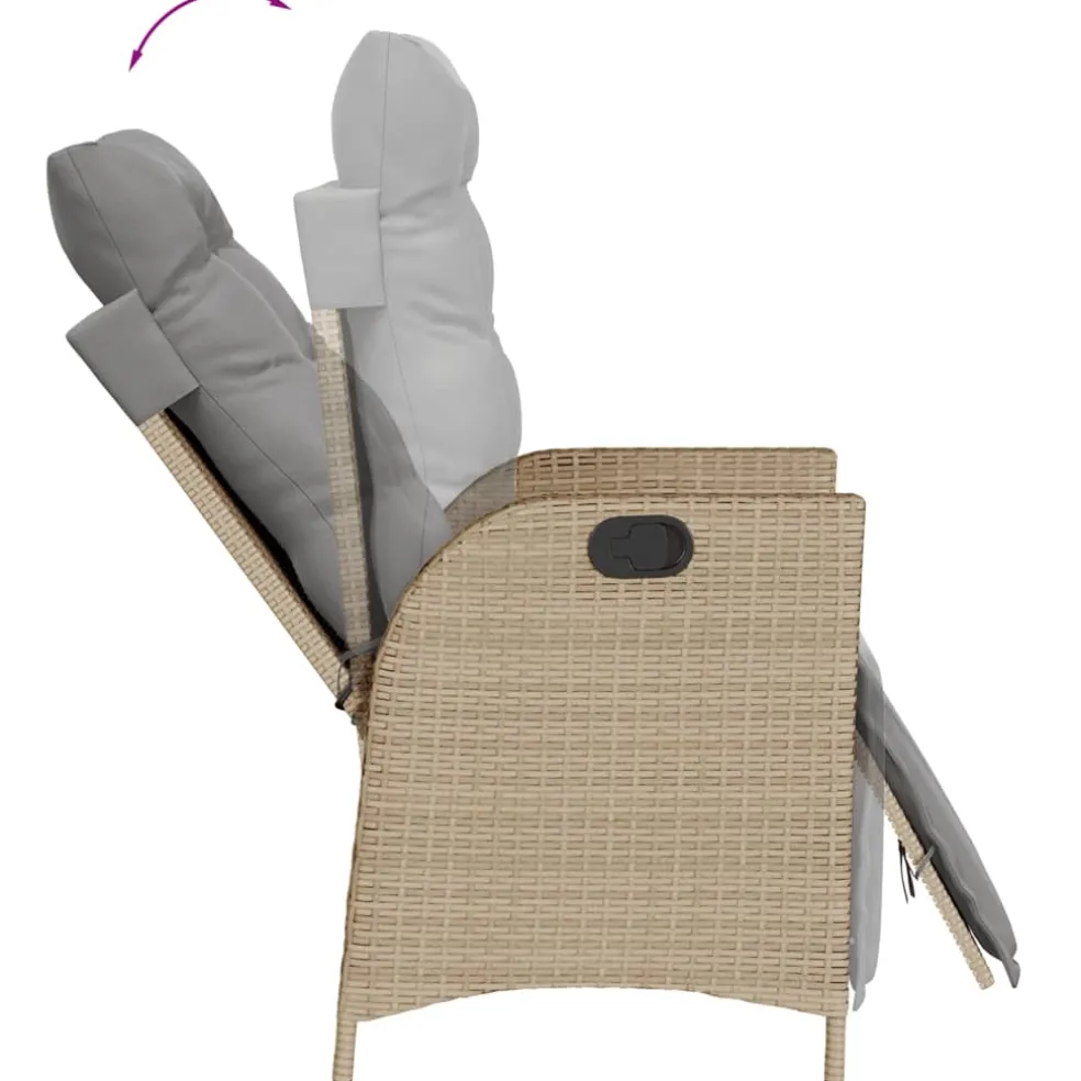 vidaXL 3-delige Bistroset met kussens poly rattan gemengd beige