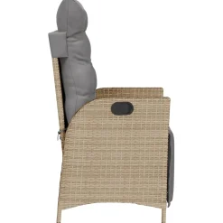 vidaXL 3-delige Bistroset met kussens poly rattan gemengd beige