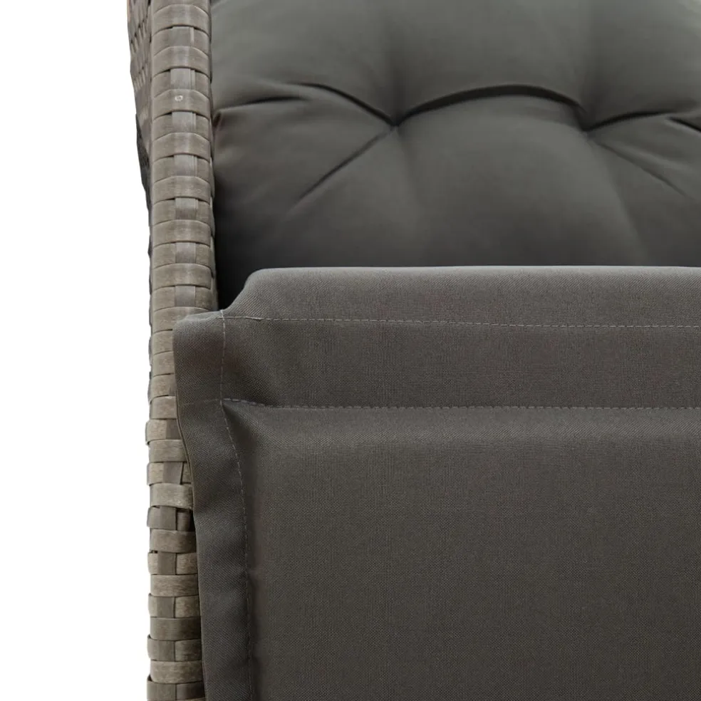 vidaXL 3-delige Bistroset met kussens poly rattan grijs