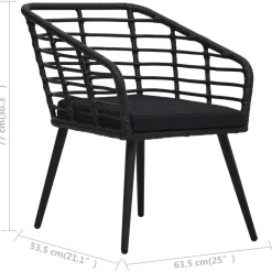 vidaXL 3-delige Bistroset poly rattan zwart