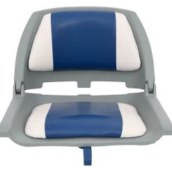 vidaXL 2-delige Bootstoelenset met blauw-witte kussens inklapbaar