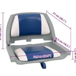 vidaXL 2-delige Bootstoelenset met blauw-witte kussens inklapbaar