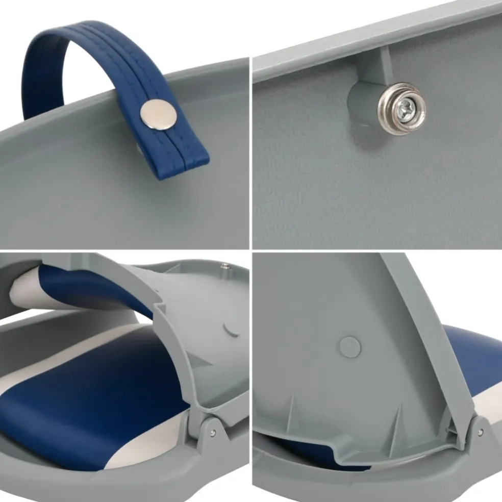 vidaXL 2-delige Bootstoelenset met blauw-witte kussens inklapbaar