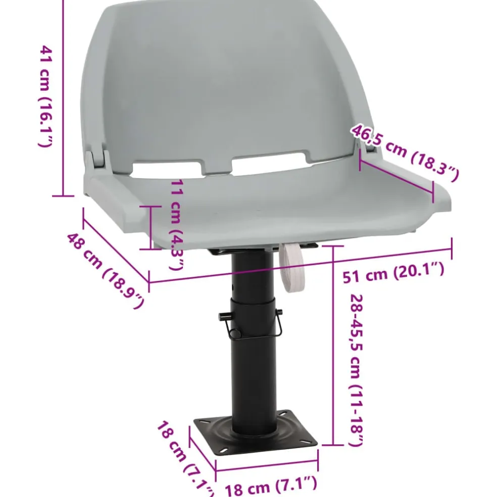 vidaXL 2-delige Bootstoelenset inklapbaar 48x51x41 cm grijs