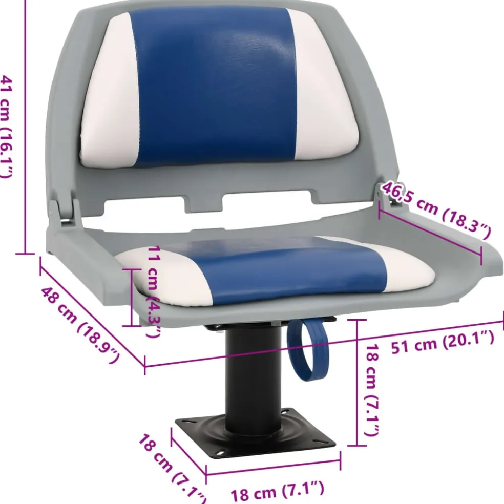 vidaXL 2-delige Bootstoelenset inklapbaar 48x51x41 cm blauw en wit