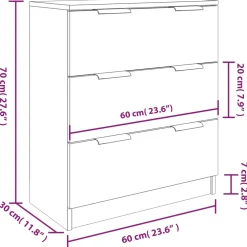 vidaXL 3-delige Dressoirs bewerkt hout wit