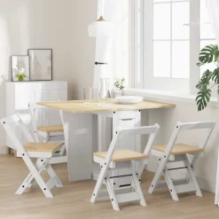 vidaXL 5-delige Eethoek Corona inklapbaar grenenhout wit