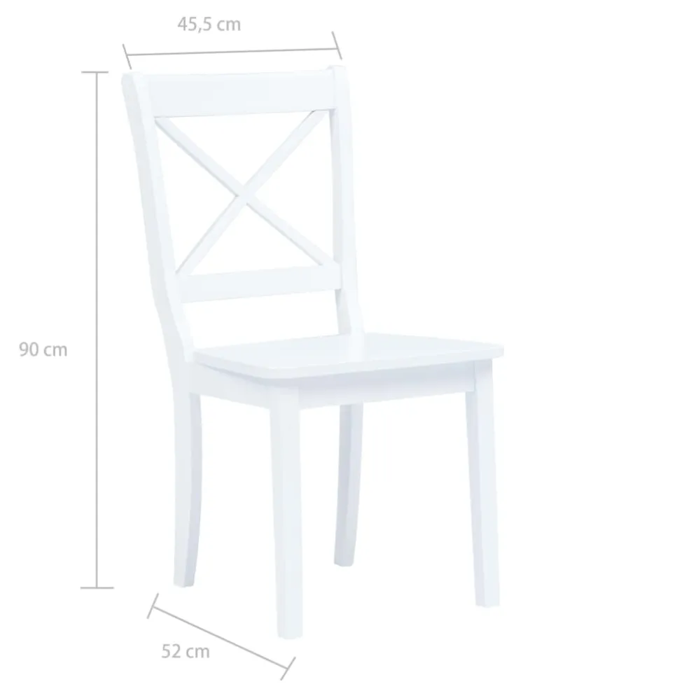 vidaXL 5-delige Eethoek massief rubberwood wit