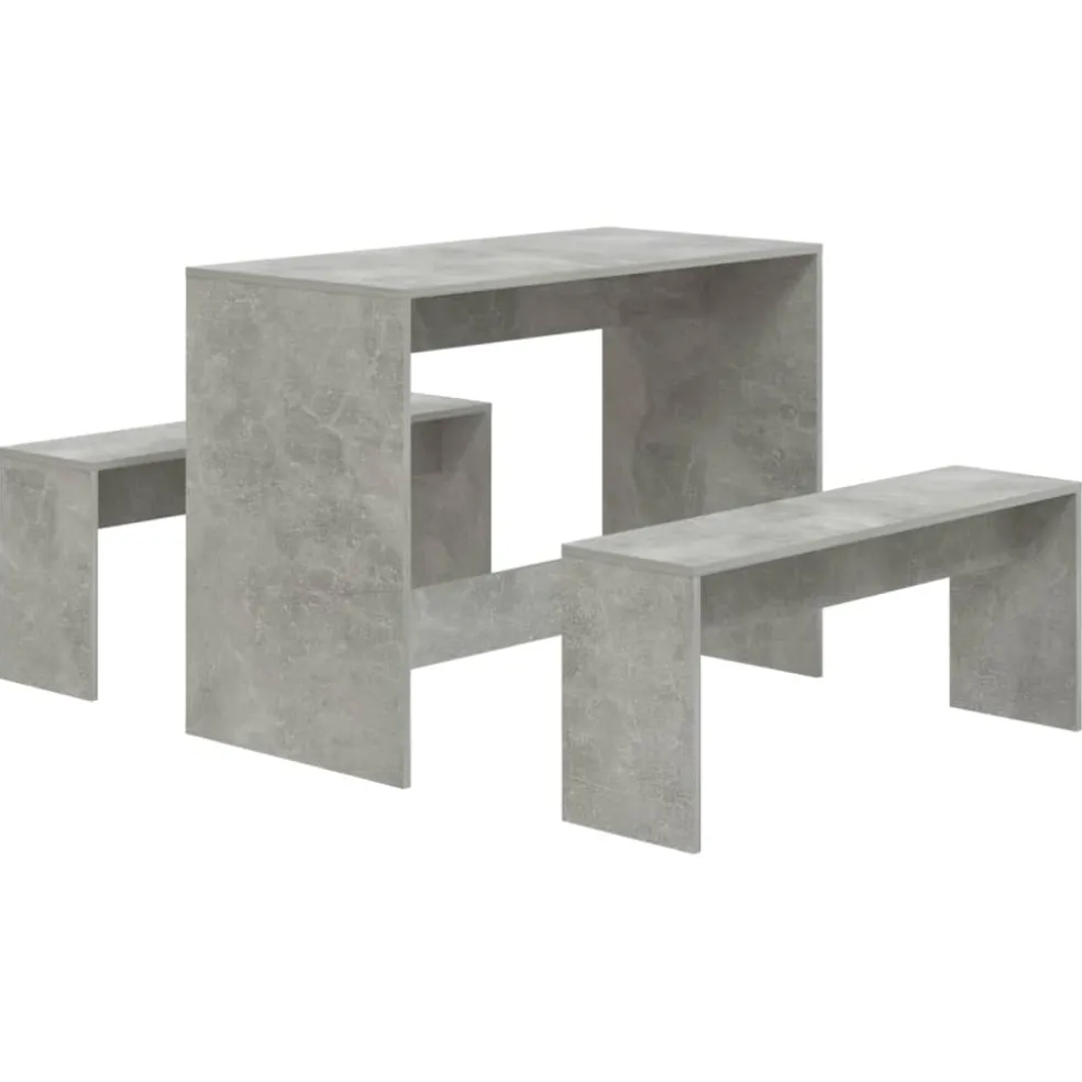 vidaXL 3-delige Eethoekset bewerkt hout betongrijs