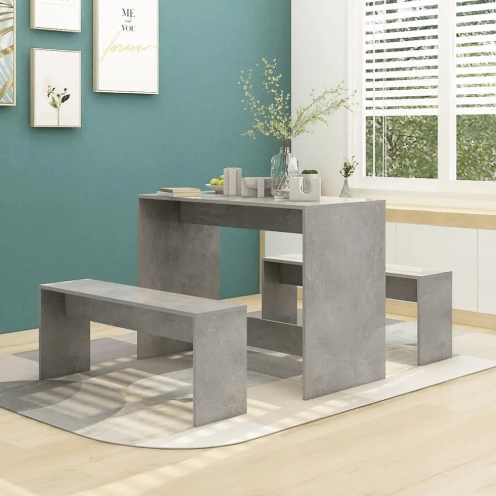vidaXL 3-delige Eethoekset bewerkt hout betongrijs