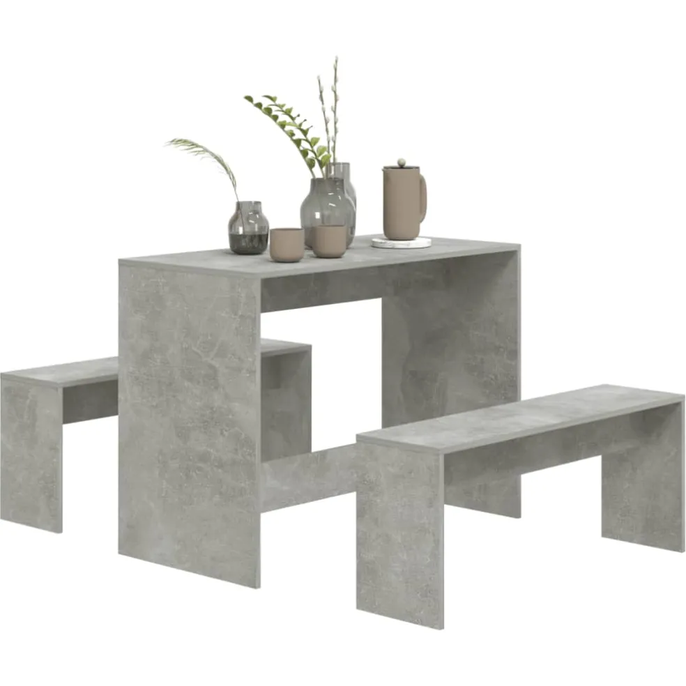 vidaXL 3-delige Eethoekset bewerkt hout betongrijs