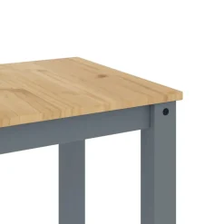 vidaXL 3-delige Eetset Panama massief grenenhout grijs