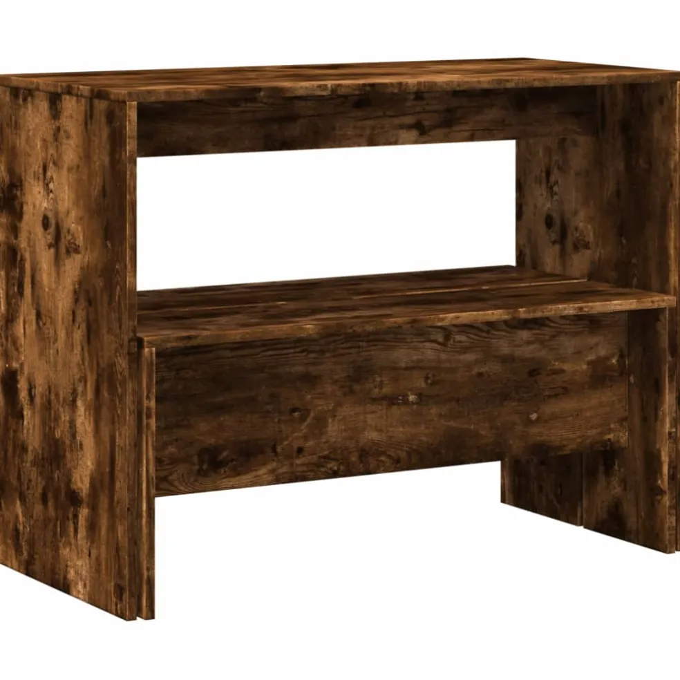 vidaXL 3-delige Eettafel en bankenset bewerkt hout gerookt eikenkleur