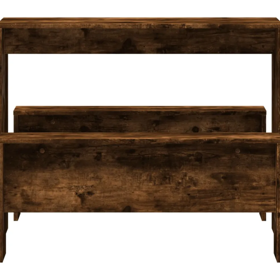 vidaXL 3-delige Eettafel en bankenset bewerkt hout gerookt eikenkleur