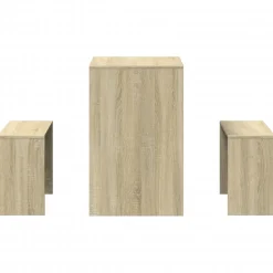 vidaXL 3-delige Eettafel en bankenset bewerkt hout sonoma eikenkleurig